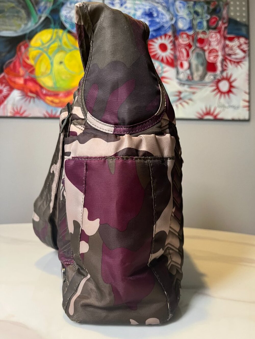 Lug Camper Purple Camo Crossbody Travel Bag RFID - Picture 7 of 16